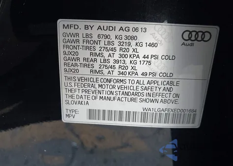 2014 Audi Q7 3.0T Premium z USA, uszkodzony, nr VIN WA1LGAFEXED001684